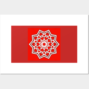 Bright Red Kaleidoscope Pattern (Seamless) 14 Posters and Art